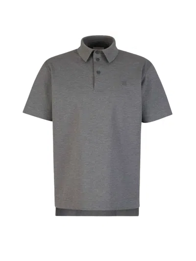 Shop Givenchy Short-sleeved Cotton Polo Shirt In Light Grey Melange