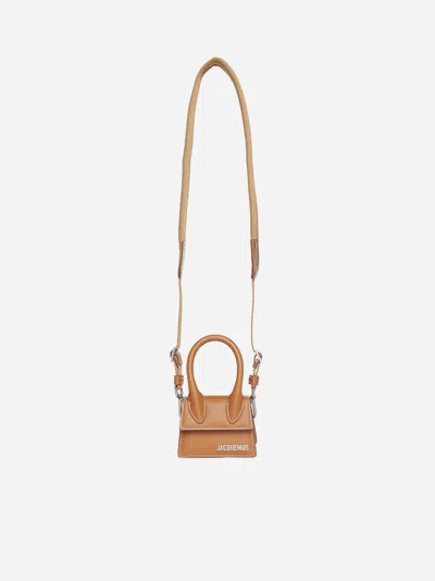 Shop Jacquemus Le Chiquito Homme Leather Bag In Light Brown