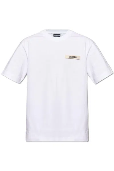 Shop Jacquemus Logo Embroidered Crewneck T-shirt In White