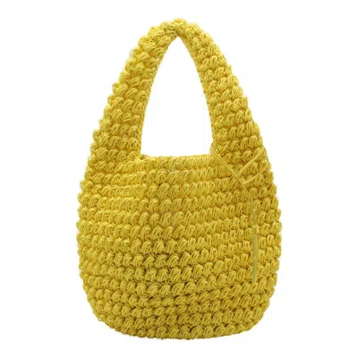 Shop Jw Anderson J.w. Anderson Logo Charm Popcorn Large Basket Bag In Yellow