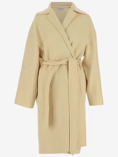 Shop Burberry Cashmere Robe Coat In Yellow