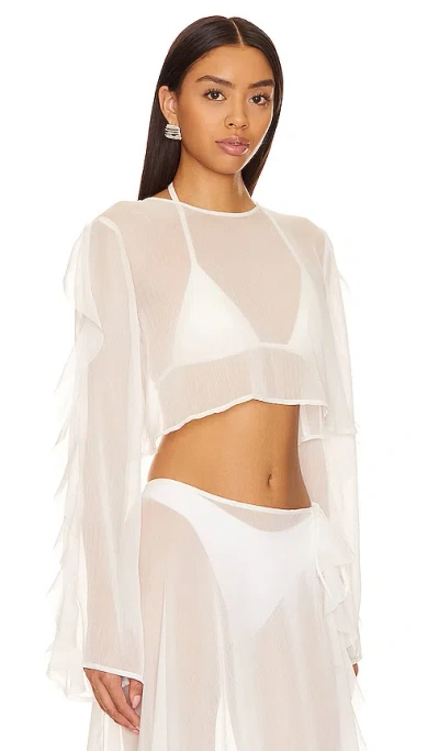 Shop Shani Shemer Thoma Cropped Shirt In White