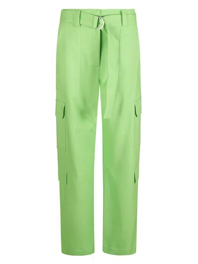 Shop Msgm Belted High Waist Straight Leg Cargo Pants In Green