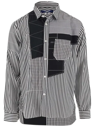 Shop Junya Watanabe Man Patchwork Striped Buttoned Shirt In Multi