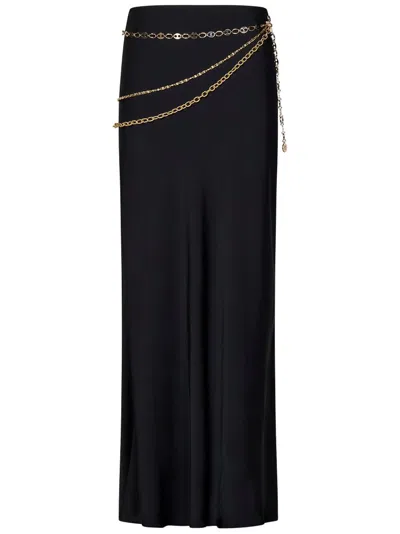Shop Rabanne Paco  Chain Detailed Pleated Maxi Skirt In Black