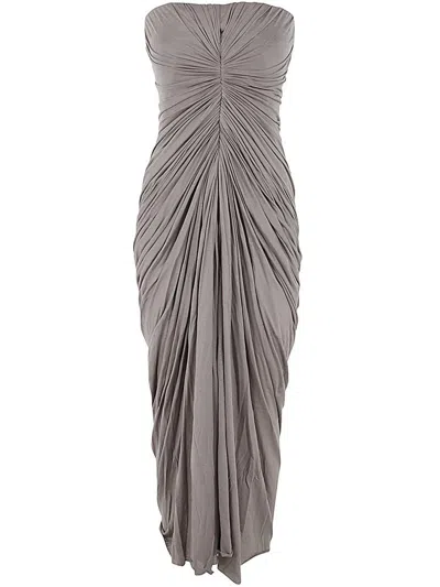 Shop Rick Owens Radiance Ruched Strapless Bustier Dress In Grey