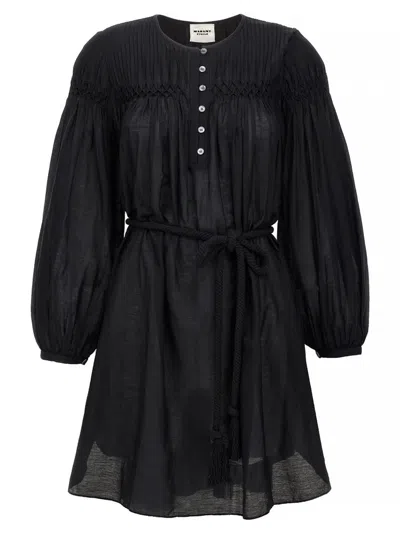Shop Isabel Marant Étoile Pleat Detailed Midi Dress In Black