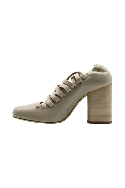 Shop Lemaire Laced Pump 90 Shoes In Nude & Neutrals