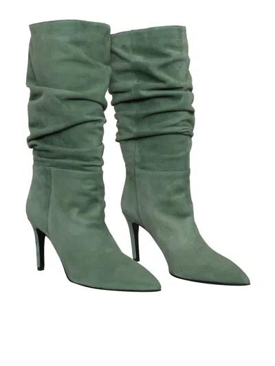 Via Roma 15 Green Curled Boots In Green