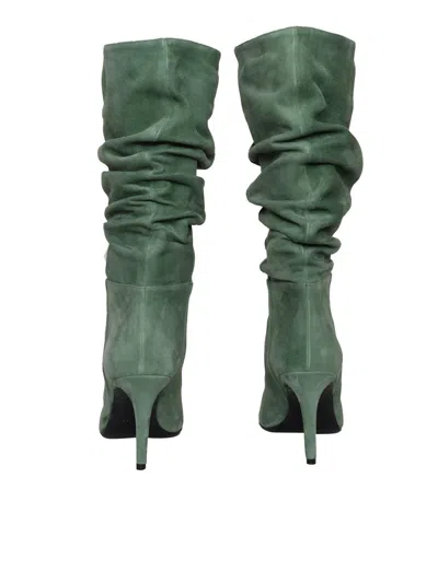 Via Roma 15 Green Curled Boots In Green