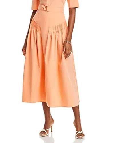 Misook Godet Pleated Maxi Skirt In Peach Blossom