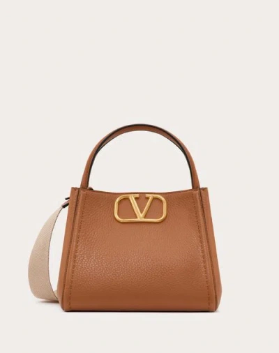 Shop Valentino Garavani Garavani Alltime Medium Handbag In Grainy Calfskin Woman Almond Uni