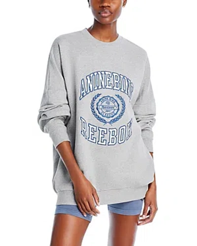 Shop Reebok X Anine Bing Oversized Varsity Sweatshirt In Grey
