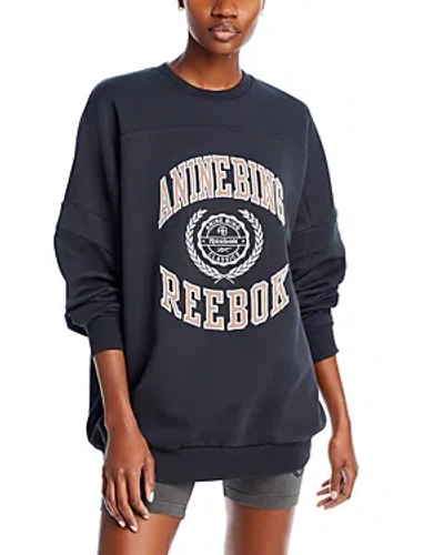 Shop Reebok X Anine Bing Oversized Varsity Sweatshirt In Pure Grey