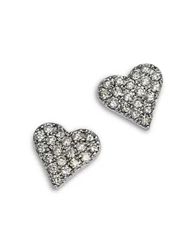 Shop Bloomingdale's Diamond Pave Heart Stud Earrings In 14k White Gold, 0.35 Ct. T.w.