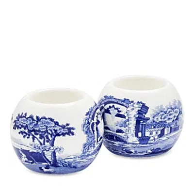 Spode Blue Italian Tealight Holders, Set Of 2 In Blue