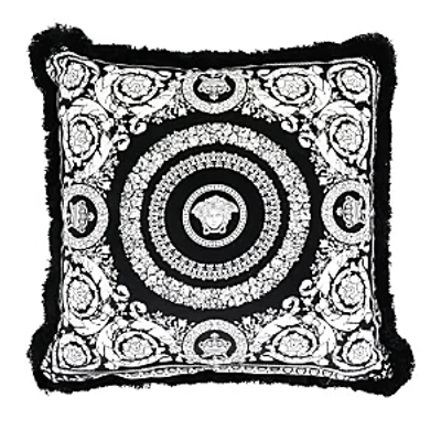 Shop Versace Barocco Foulard Throw Cushion, 18 X 18 In Black/white
