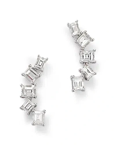 Shop Bloomingdale's Diamond Baguette Curved Ear Climbers In 14k White Gold, 0.65 Ct. T.w.
