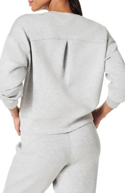 Shop Spanx Airessentials Crewneck Sweatshirt In Light Grey Heather