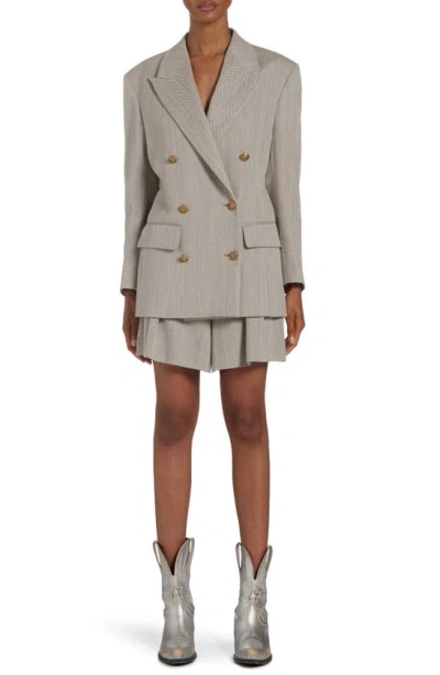 Golden Goose Journey Herringbone Boyfriend Jacket In Dark Olive/ Vintage White