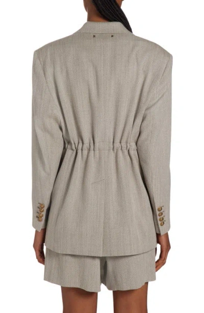 Golden Goose Journey Herringbone Boyfriend Jacket In Dark Olive/ Vintage White