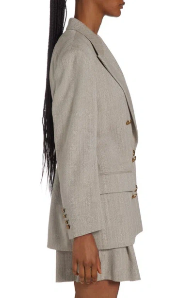 Golden Goose Journey Herringbone Boyfriend Jacket In Dark Olive/ Vintage White