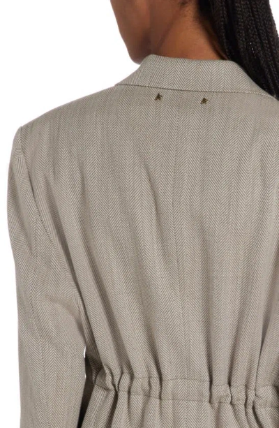 Golden Goose Journey Herringbone Boyfriend Jacket In Dark Olive/ Vintage White