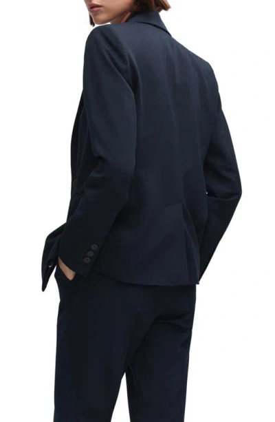 Shop Mango Fitted Suit Blazer In Dark Navy