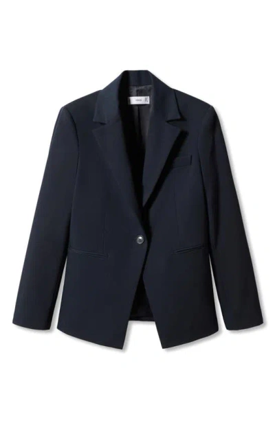 Shop Mango Fitted Suit Blazer In Dark Navy