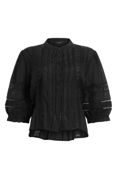 Shop Allsaints Libby Embroidered Shirt In Black