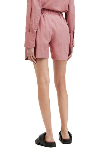 Shop Allsaints Karina Pull-on Poplin Shorts In Ash Rose Pink