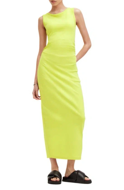 Shop Allsaints Katarina Ruched Side Maxi Dress In Zest Lime Green