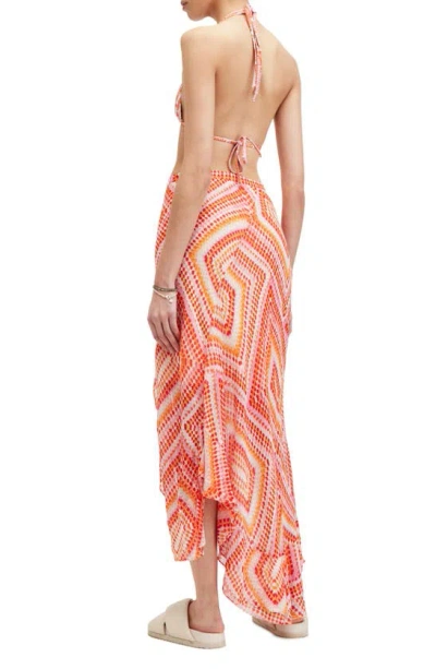 Shop Allsaints Sara Luisa Asymmetric Faux Wrap Skirt In Blood Orange
