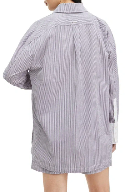 Shop Allsaints Karina Stripe Cotton Shirt In Blue/ White