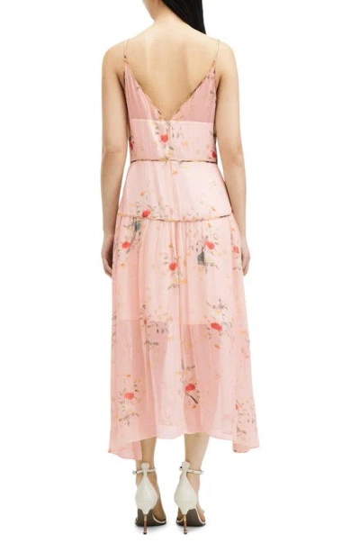 Shop Allsaints Saffron Kora Floral Print Dress In Dusky Pink
