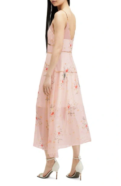 Shop Allsaints Saffron Kora Floral Print Dress In Dusky Pink