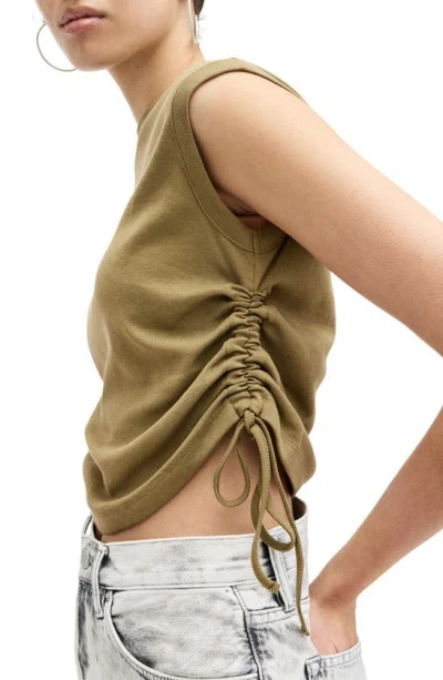Shop Allsaints Sonny Ruched Sleeveless Top In Olive Green