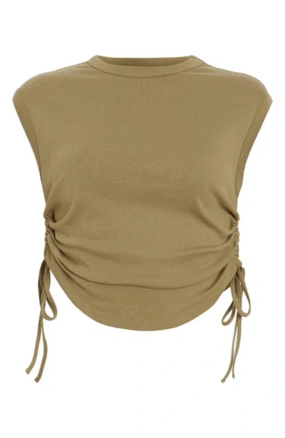 Shop Allsaints Sonny Ruched Sleeveless Top In Olive Green