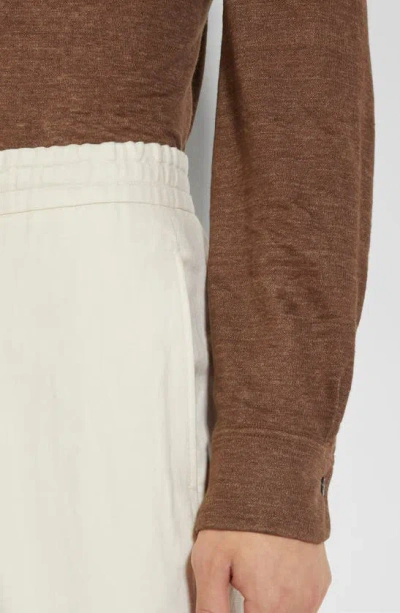 Zegna Elasticized Waist Regular Fit Linen Pants In Calcare