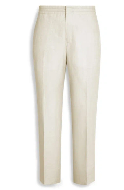 Zegna Elasticized Waist Regular Fit Linen Pants In Calcare