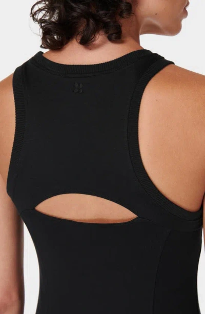 Shop Sweaty Betty Drift Racer Sleeveless Knit Midi Dress In Black