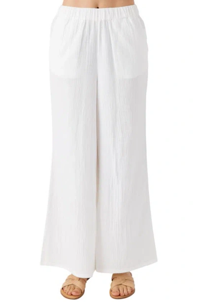 Shop O'neill Caralee Double Gauze Wide Leg Cover-up Pants In White