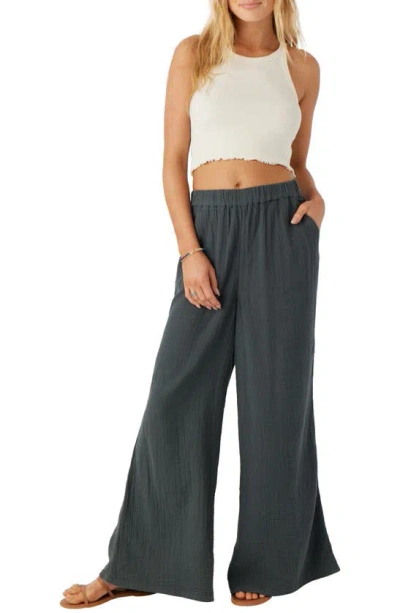 Shop O'neill Caralee Double Gauze Wide Leg Cover-up Pants In Slate