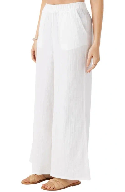 Shop O'neill Caralee Double Gauze Wide Leg Cover-up Pants In White