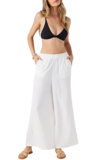 Shop O'neill Caralee Double Gauze Wide Leg Cover-up Pants In White