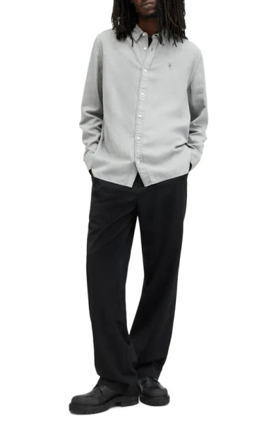 Shop Allsaints Laguna Relaxed Fit Long Sleeve Button-up Shirt In Ash Grey