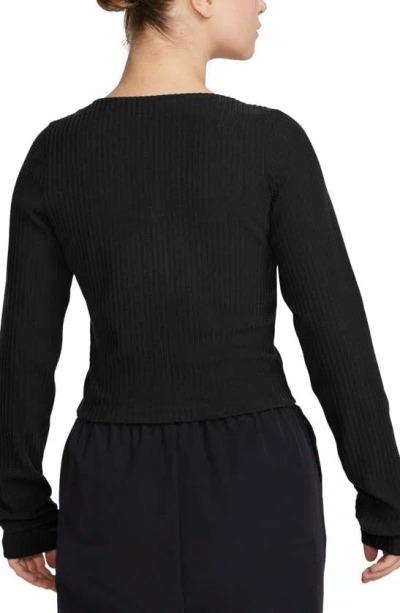 Shop Nike Sportswear Chill Knit Rib Zip Cardigan In Black/ Black