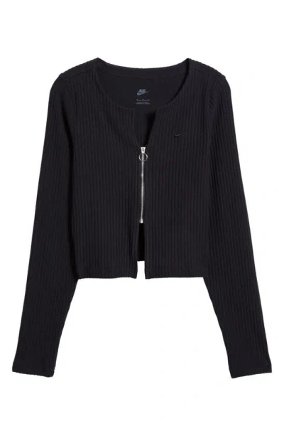 Nike Women's  Sportswear Chill Rib Slim Full-zip Cardigan In Black/ Black