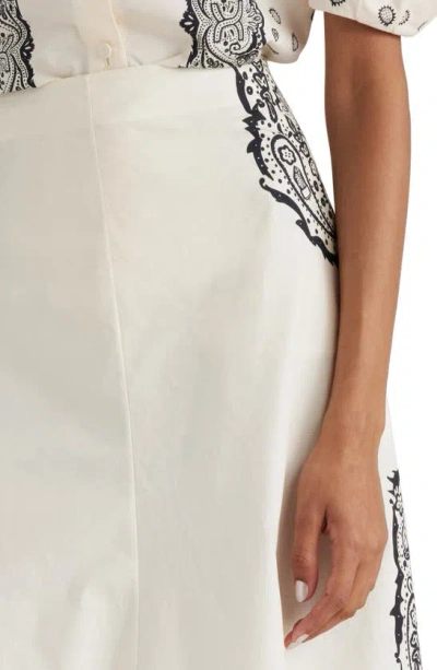 Shop Chloé Border Print Cotton Maxi Skirt In Black/ Off White