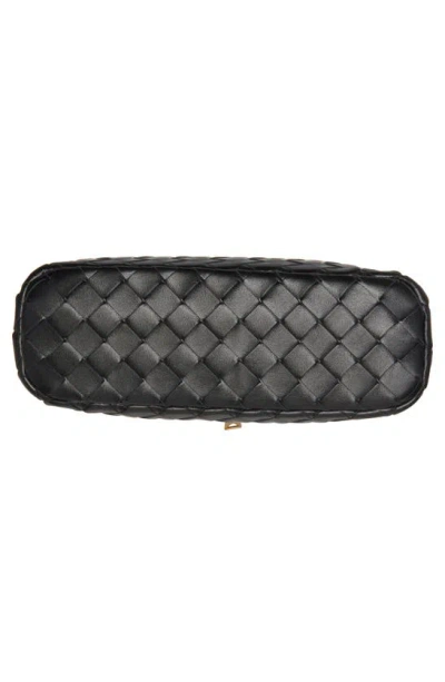 Bottega Veneta Intrecciato Leather Convertible Vanity Case In Black/ Gold